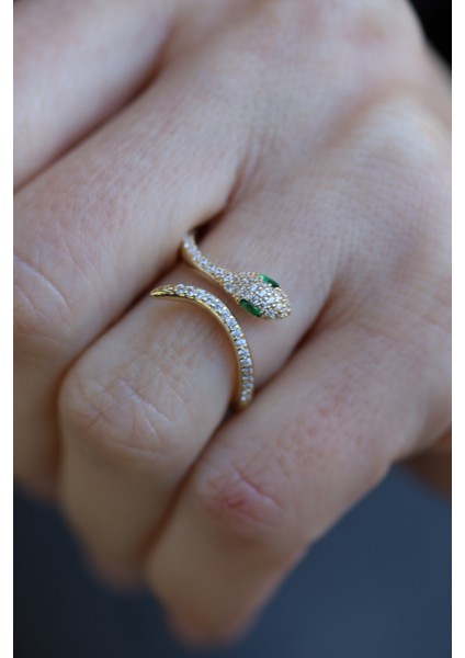 14 Ayar Altın Taşlı Yılan Yüzük