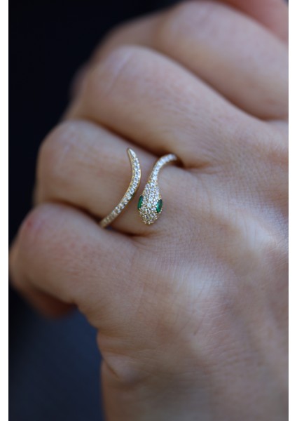 14 Ayar Altın Taşlı Yılan Yüzük fırsatları