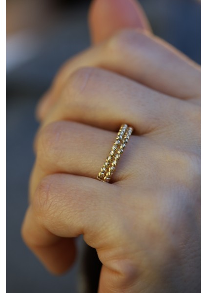 14 Ayar Altın Çift Dorika Sıralı Yüzük 2 modelleri