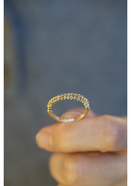 14 Ayar Altın Çift Dorika Sıralı Yüzük 2 fırsatları