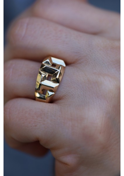 14 Ayar Altın Taşsız T Desenli Yüzük fiyatları