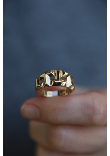 14 Ayar Altın Taşsız T Desenli Yüzük fırsatları