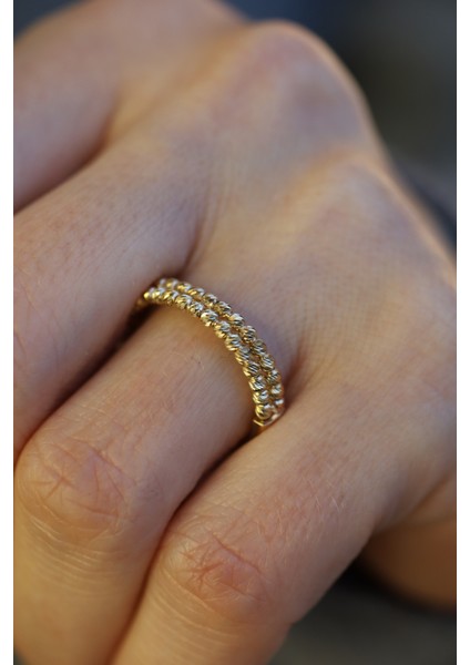 14 Ayar Altın Çift Dorika Sıralı Yüzük 2 fiyatları