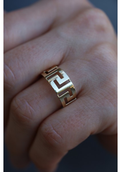 14 Ayar Altın Greek Desenli Yüzük