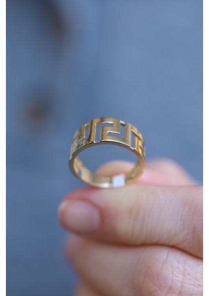 14 Ayar Altın Greek Desenli Yüzük fırsatları