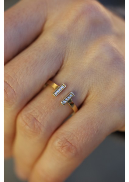 14 Ayar Altın Taşlı T Yüzük modelleri