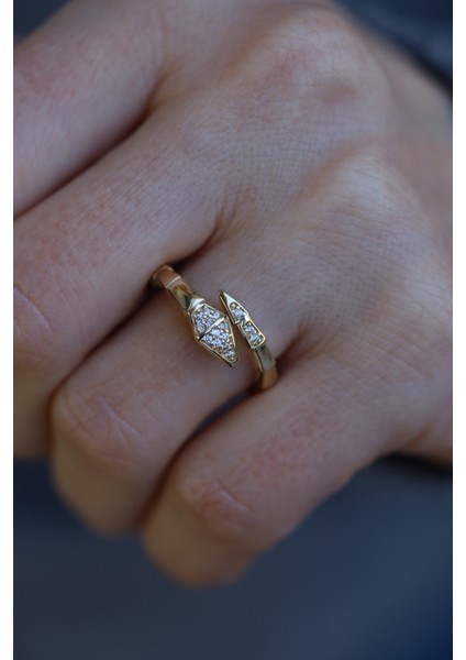 14 Ayar Altın Taşlı Yılan Yüzük modelleri