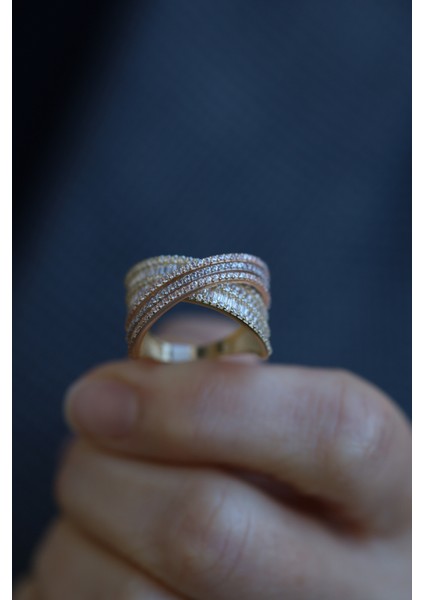 14 Ayar Altın Üç Renkli Baget Sarmalı Yüzük indirimleri