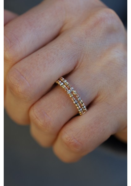 14 Ayar Altın Çift Dorika Sıralı Yüzük