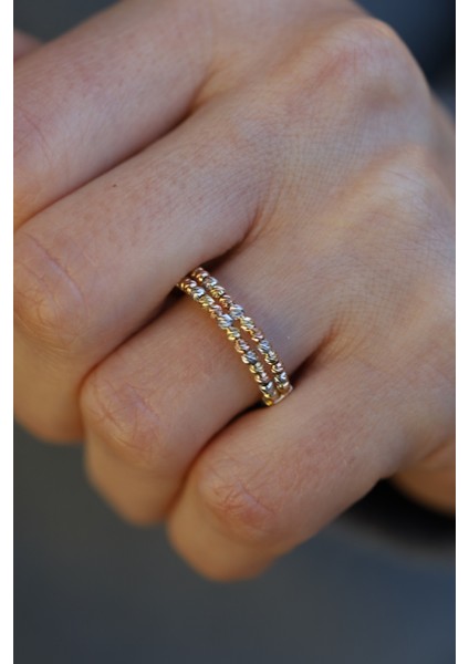 14 Ayar Altın Çift Dorika Sıralı Yüzük fiyatları