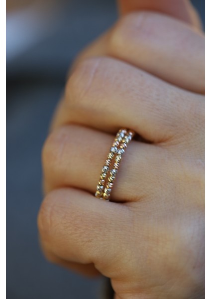 14 Ayar Altın Çift Dorika Sıralı Yüzük modelleri