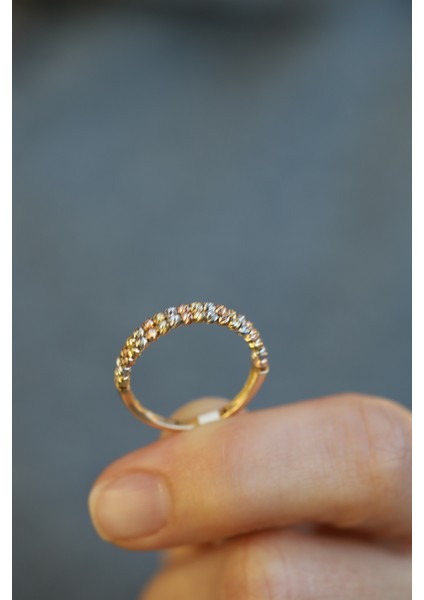 14 Ayar Altın Çift Dorika Sıralı Yüzük fırsatları