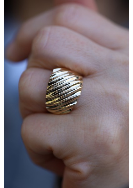 14 Ayar Altın Taşsız Geniş Şerit Dizisi Işıltılı Yüzük 2 modelleri