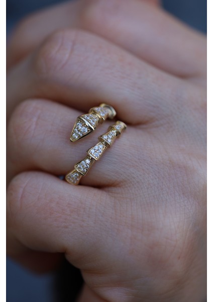 14 Ayar Altın Taşlı Yılan Yüzük fiyatları