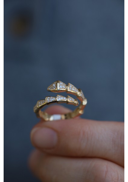 14 Ayar Altın Taşlı Yılan Yüzük fırsatları