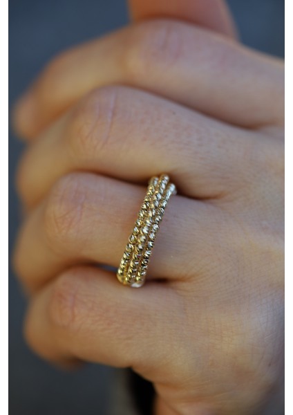 14 Ayar Altın Üçlü Dorika Yüzük modelleri