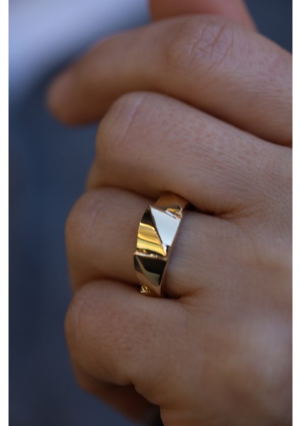 14 Ayar Altın Taşsız Modern Tarz Yüzük modelleri