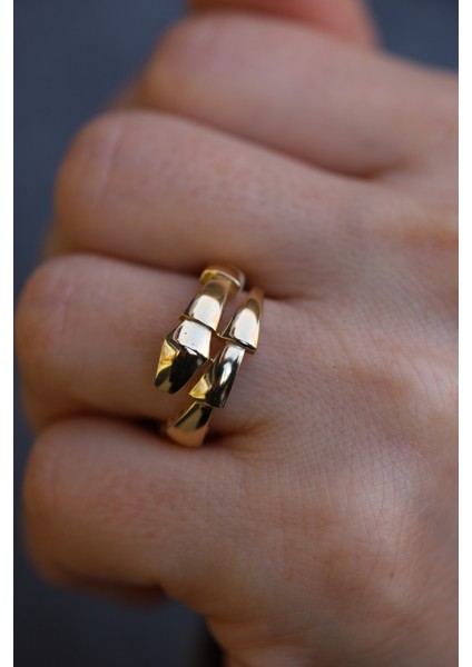 14 Ayar Altın Taşsız Yılan Yüzük modelleri