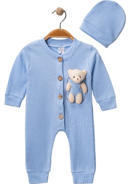 Peluş Ayıcıklı Bebek Tulumu ve Şapka Seti
