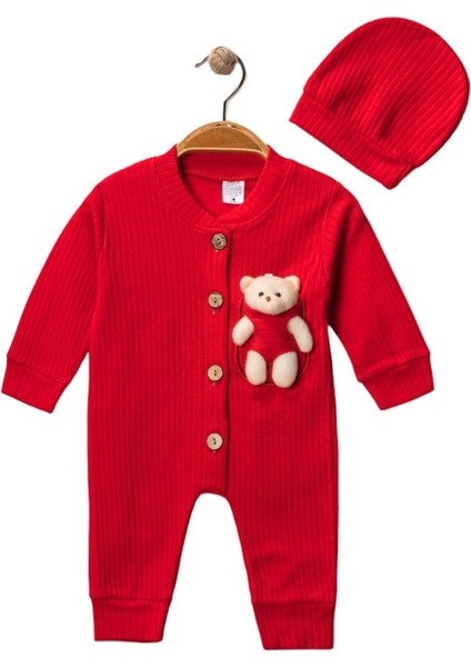 Peluş Ayıcıklı Bebek Tulumu ve Şapka Seti