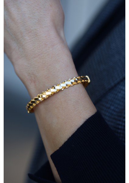 14 Ayar Altın Kalın Üçlü Burma Modeli Kelepçe Bilezik fiyatları