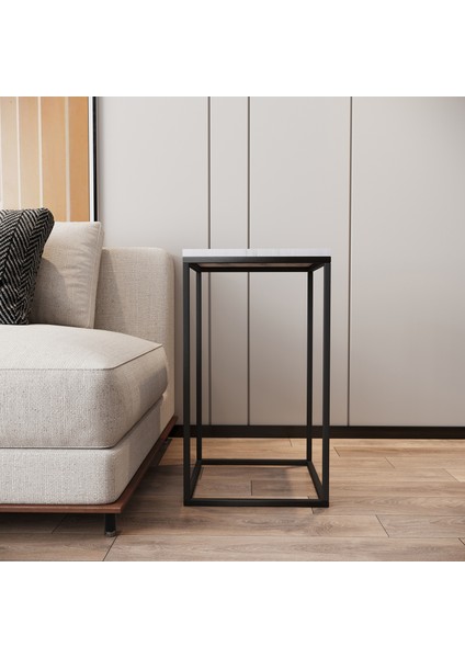 Pure Yan Sehpa, Metal Yan Sehpa ,Beyaz Mermer