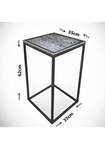 Pure Yan Sehpa, Metal Yan Sehpa ,Beyaz Mermer