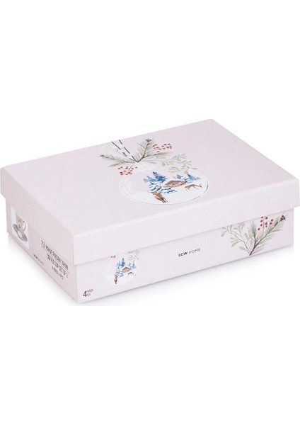 Ekru Baskılı 2 Kişilik Porselen Kahve Fincan Takımı 90 Ml