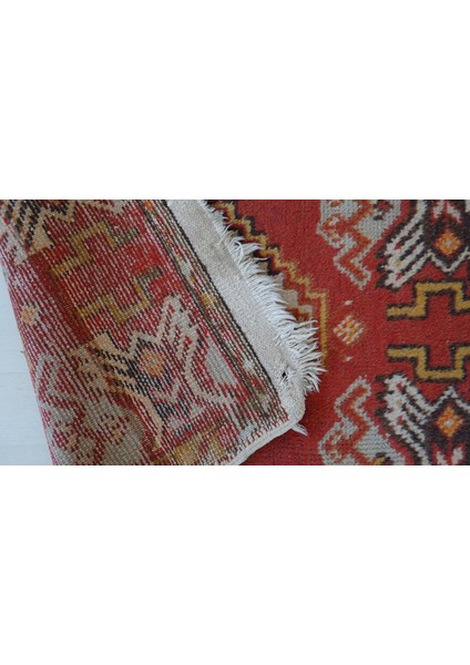 44 x 81 cm Eski El Dokuma Küçük Boy Kırmızı Renk Anadolu Kilim