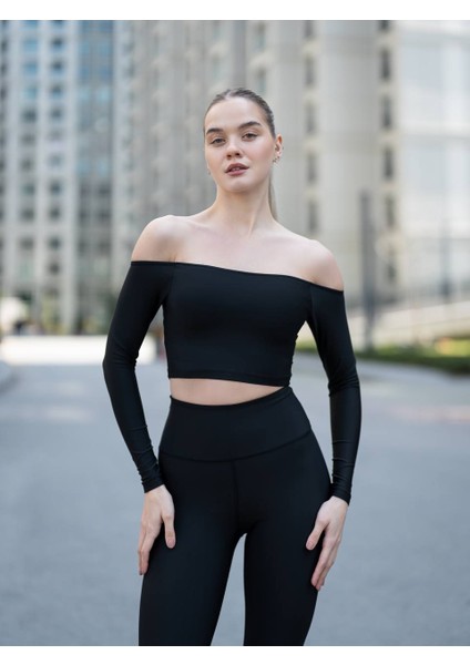 Omzu Açık Uzun Kollu Spor Crop Tişört fiyatları