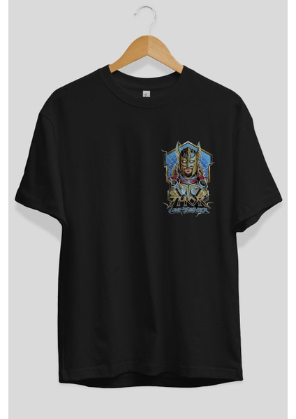 Thor Love And Thunder Ön Sol Baskılı Oversize T-Shirt Erkek Kadın Unisex Pamuk Bisiklet Yaka Tişort fiyatları