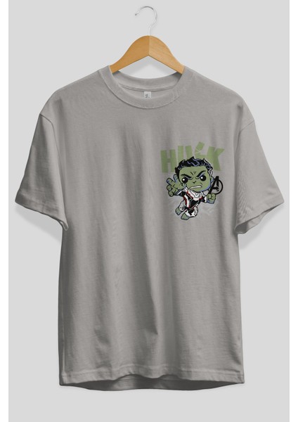 Hulk (8) Ön Sol Baskılı Oversize T-Shirt Erkek Kadın Unisex Pamuk Bisiklet Yaka Tişort fiyatları