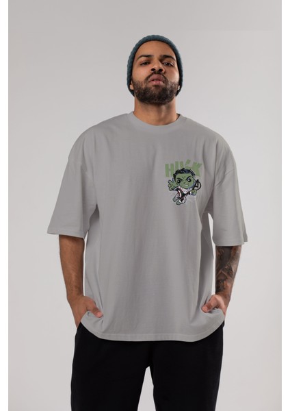 Hulk (8) Ön Sol Baskılı Oversize T-Shirt Erkek Kadın Unisex Pamuk Bisiklet Yaka Tişort indirimleri