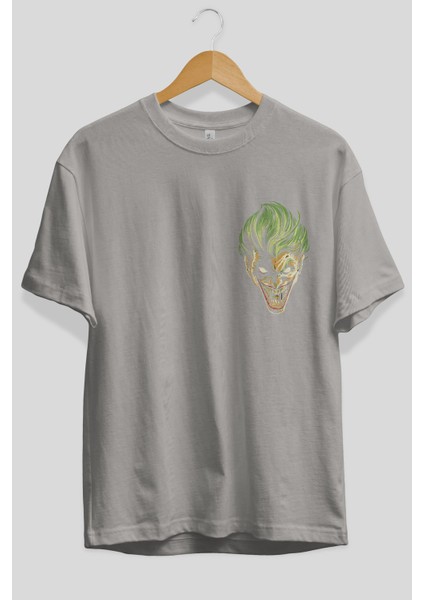 Joker (3) Ön Sol Baskılı Oversize T-Shirt Erkek Kadın Unisex Pamuk Bisiklet Yaka Tişort fiyatları