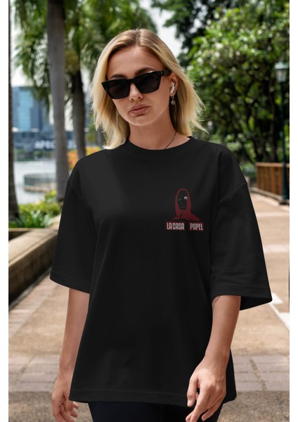 La Casa De Papel (1) Ön Sol Baskılı Oversize T-Shirt Erkek Kadın Unisex Pamuk Bisiklet Yaka Tişort indirimleri
