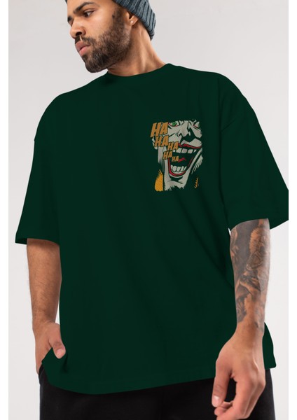 Joker (7) Ön Sol Baskılı Oversize T-Shirt Erkek Kadın Unisex Pamuk Bisiklet Yaka Tişort modelleri