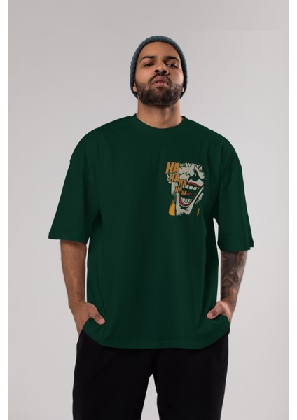 Joker (7) Ön Sol Baskılı Oversize T-Shirt Erkek Kadın Unisex Pamuk Bisiklet Yaka Tişort indirimleri
