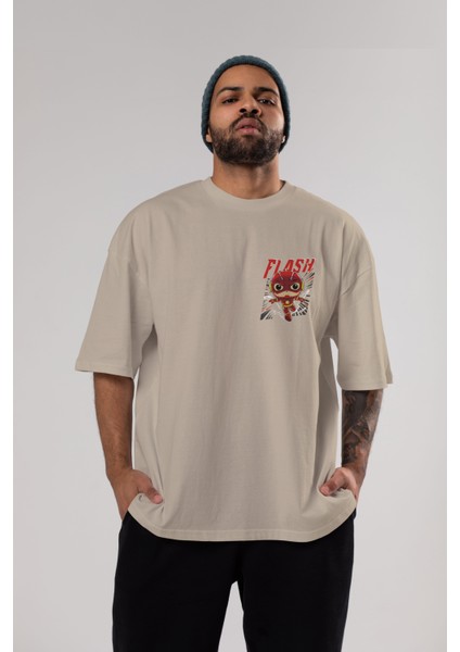 Flash Avengers (4) Ön Sol Baskılı Oversize T-Shirt Erkek Kadın Unisex Pamuk Bisiklet Yaka Tişort indirimleri