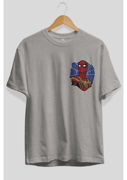 Spiderman (29) Ön Sol Baskılı Oversize T-Shirt Erkek Kadın Unisex Pamuk Bisiklet Yaka Tişort fiyatları