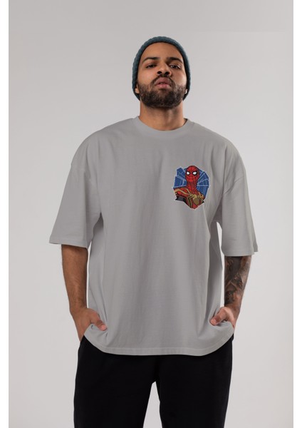 Spiderman (29) Ön Sol Baskılı Oversize T-Shirt Erkek Kadın Unisex Pamuk Bisiklet Yaka Tişort indirimleri