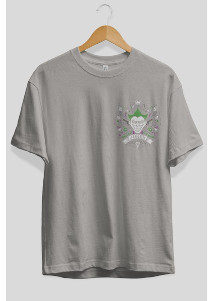 Joker (2) Ön Sol Baskılı Oversize T-Shirt Erkek Kadın Unisex Pamuk Bisiklet Yaka Tişort fiyatları