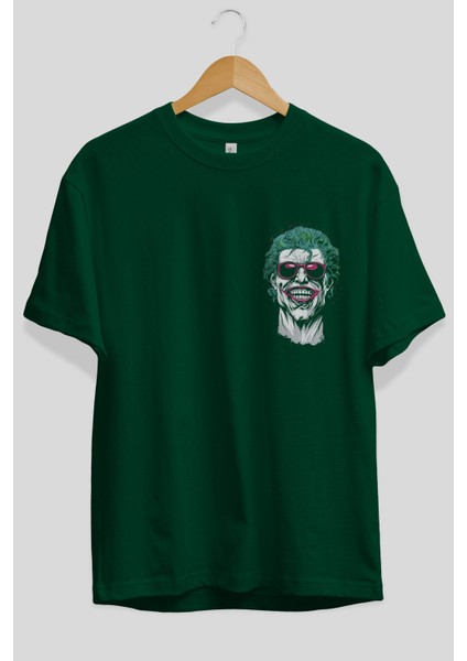 Joker 1 Ön Sol Baskılı Oversize T-Shirt Erkek Kadın Unisex Pamuk Bisiklet Yaka Tişort fiyatları