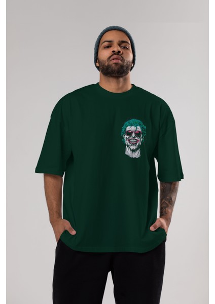 Joker 1 Ön Sol Baskılı Oversize T-Shirt Erkek Kadın Unisex Pamuk Bisiklet Yaka Tişort indirimleri