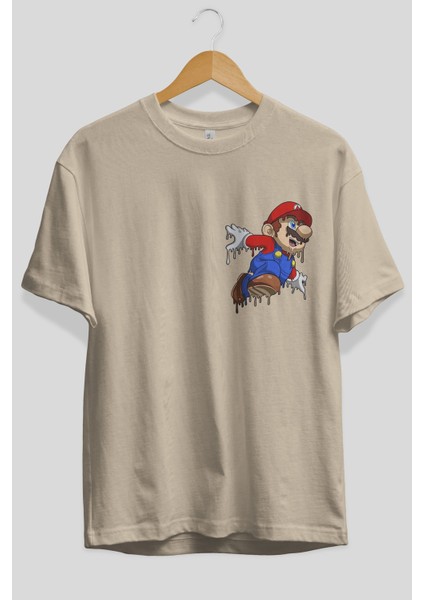 Super Mario 3 Ön Sol Baskılı Oversize T-Shirt Erkek Kadın Unisex Pamuk Bisiklet Yaka Tişort fiyatları