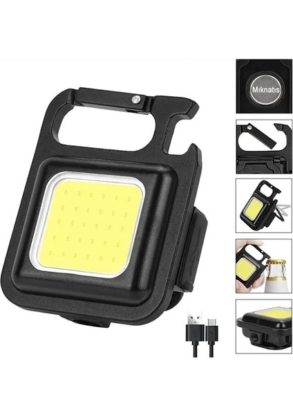 Led Mini El Feneri Şarj Edilebilir 3 Fonksiyonlu Anahtarlık, Mıknatıslı,Ultra Parlak 800 Lumen