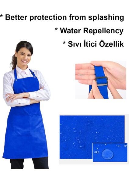Ayar Askılı Duck Kumaştan Şef Önlüğü Garson Kafe Aşçı Barista Unisex Cepli Mutfak Önlük