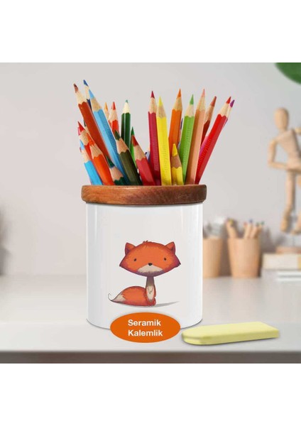 Küçük Prens Tilki Ahşap Seramik Kalemlik - 9346661520085 fiyatları
