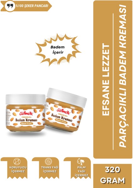 Parçacıklı Badem Kreması Kahvaltılık Özel Üretim Sürülebilir Badem Kreması 320 gr