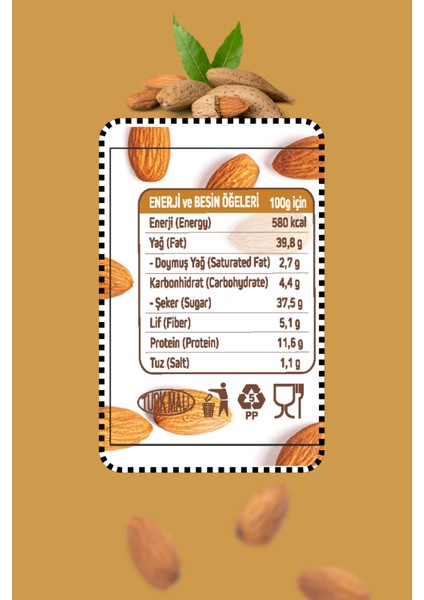 Parçacıklı Badem Kreması Kahvaltılık Özel Üretim Sürülebilir Badem Kreması 320 gr