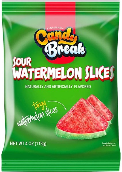 Sour Watermelon Slices 113 g x12 Paket – Ekşi Karpuz Aromalı Yumuşak Şeker